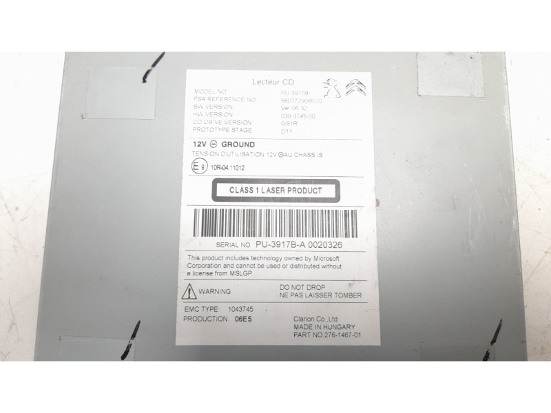 Recambio de sistema audio / radio cd para peugeot 508 sw 1.6 e-hdi fap referencia OEM IAM 980772908002 PU3917B 