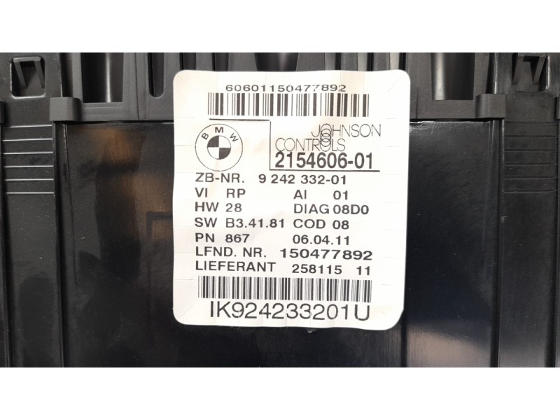 Recambio de cuadro instrumentos para bmw serie 1 berlina (e81/e87) 2.0 16v diesel cat referencia OEM IAM 62109283801 215460601 9