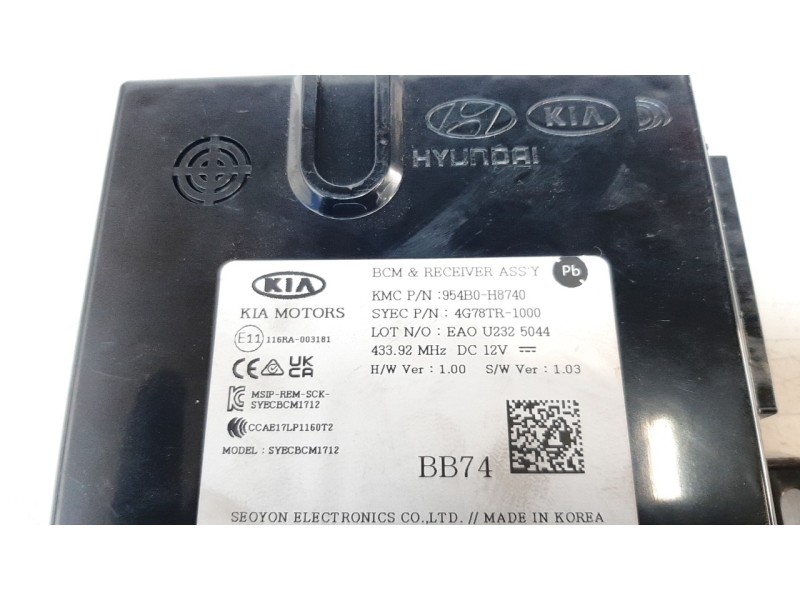 Recambio de modulo electronico para kia stonic (ybcuv) 1.0 tgdi cat referencia OEM IAM 954B0H8740  