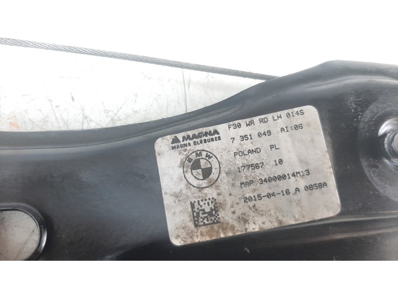 Recambio de elevalunas trasero izquierdo para bmw serie 3 lim. (f30) 318d referencia OEM IAM 7351049AI06  