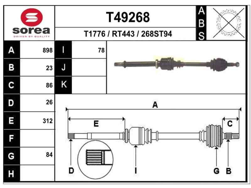 Recambio de transmision delantera derecha para renault clio iii authentique referencia OEM IAM 8200358164 T49268 7013
