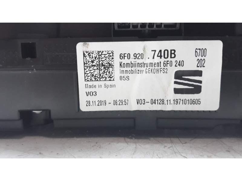 Recambio de cuadro instrumentos para seat ibiza (kj1) 1.0 referencia OEM IAM 6F0920738A  