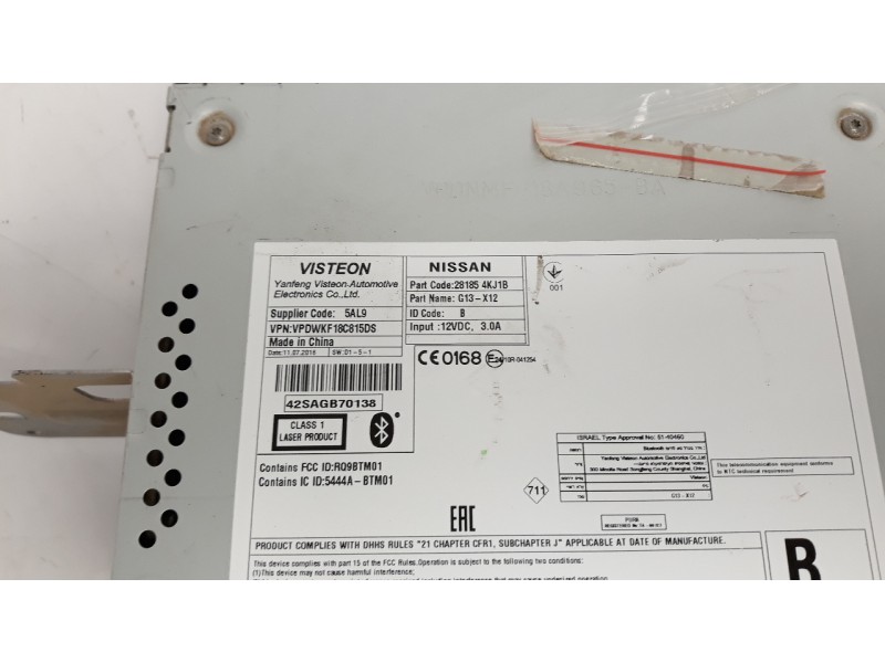 Recambio de sistema audio / radio cd para nissan np300 pick-up (d23) 2.3 dci diesel cat referencia OEM IAM 281854KJ1B  