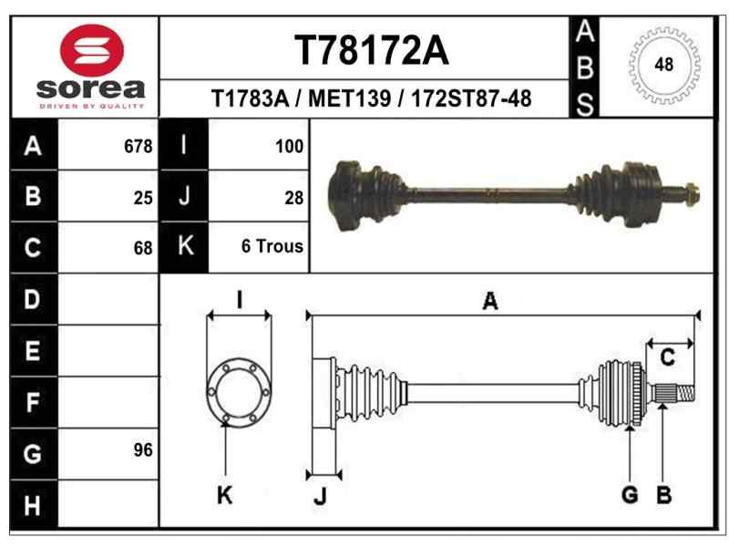Recambio de transmision trasera derecha para mercedes-benz clase e (w210) berlina 2.4 v6 18v cat referencia OEM IAM 2103508210 M