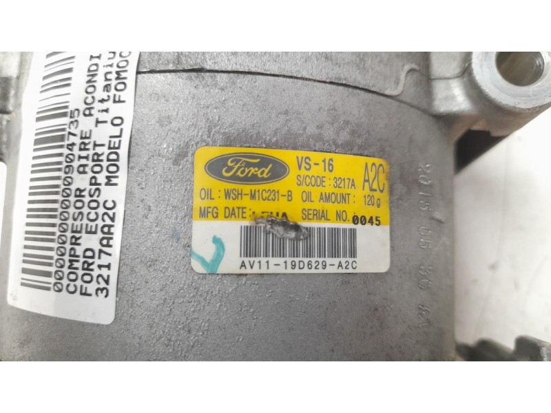 Recambio de compresor aire acondicionado para ford ecosport titanium referencia OEM IAM 3217AA2C  