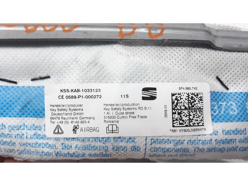 Recambio de airbag cortina delantero derecho para seat leon (5f1) 2.0 tdi referencia OEM IAM 5F4880742  