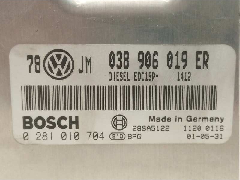 Recambio de centralita motor uce para volkswagen passat variant (3b6) edition referencia OEM IAM 038906019ER 0281010704 