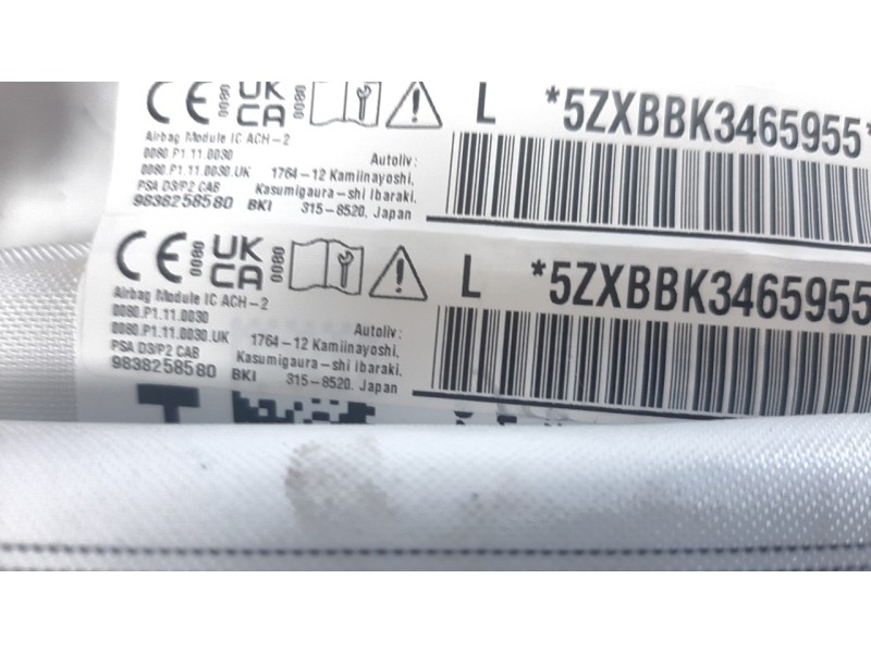 Recambio de airbag cortina delantero izquierdo para peugeot 2008 (p1) 1.2 puretech referencia OEM IAM 9838258580  