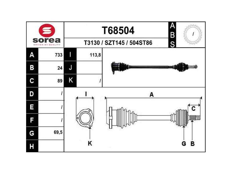 Recambio de transmision trasera derecha para suzuki sx4 rw (ey) gl referencia OEM IAM 4410579J00 S3129 