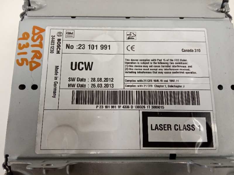 Recambio de sistema navegacion gps para opel astra j lim. excellence referencia OEM IAM 13360095  