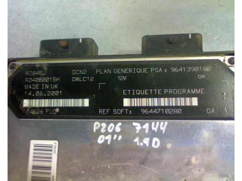 Recambio de centralita motor uce para peugeot 206 berlina 1.9 diesel referencia OEM IAM 9641390180 R04080015H 7144