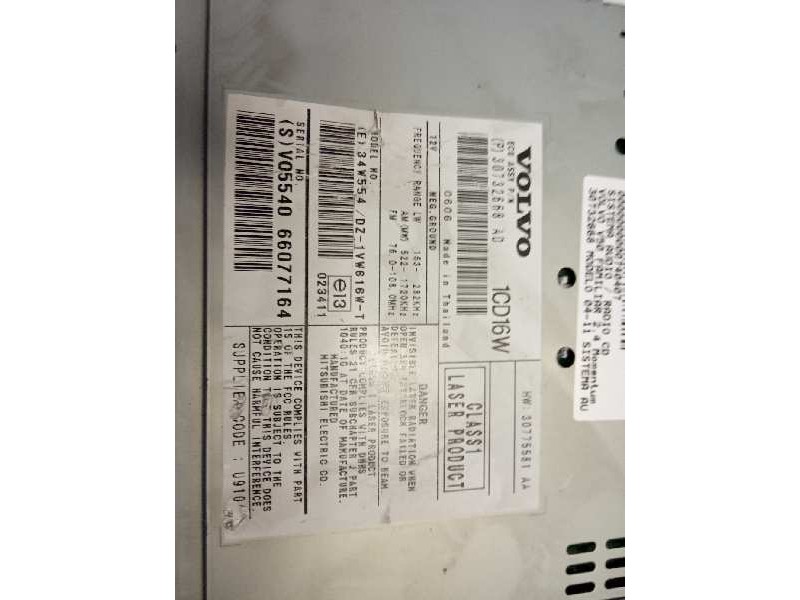 Recambio de sistema audio / radio cd para volvo v50 familiar 2.4 momentum referencia OEM IAM 30732668  