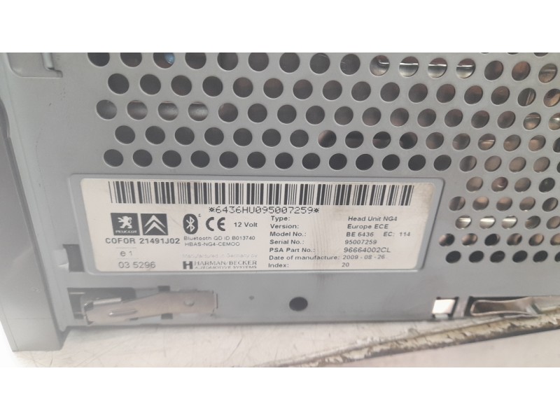 Recambio de sistema audio / radio cd para citroën c5 iii (rd_) 2.0 hdi 140 referencia OEM IAM 96664002CL  