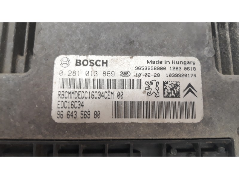 Recambio de centralita motor uce para fiat scudo furgón (272) 1.6 jtdm cat referencia OEM IAM 9664356980 0281013869 