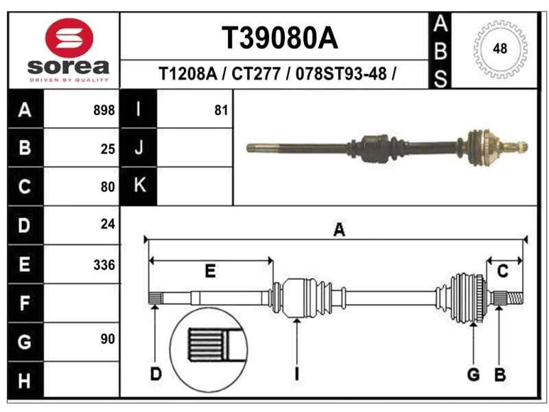Recambio de transmision delantera derecha para citroen xantia berlina 2.0 hdi 90/110 attraction referencia OEM IAM 3273W8 C1253 