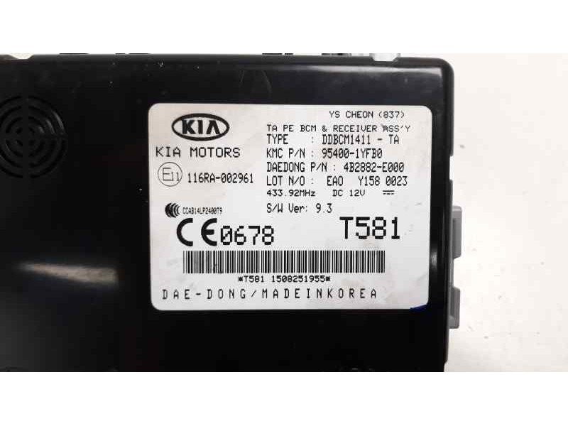 Recambio de modulo electronico para kia picanto 1.0 cat referencia OEM IAM 954001YFB0  