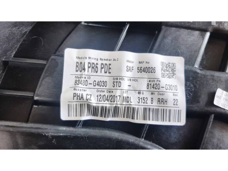 Recambio de elevalunas trasero derecho para hyundai i30 (pd) 1.0 tgdi cat referencia OEM IAM 83481G4000  