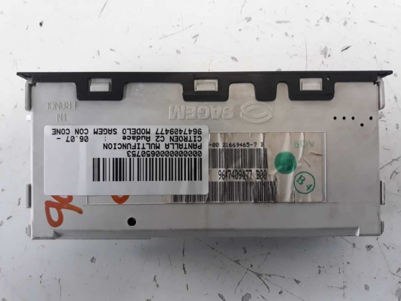 Recambio de pantalla multifuncion para citroen c2 audace referencia OEM IAM 9647409477  