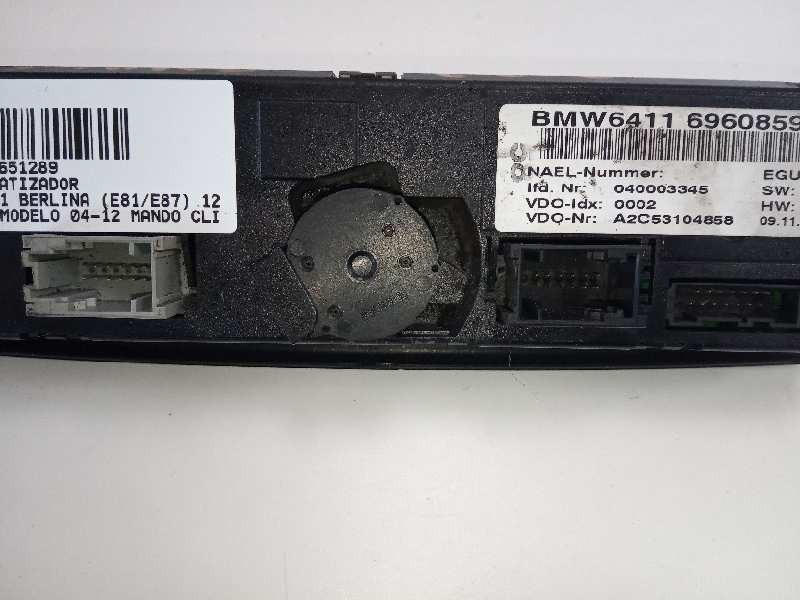 Recambio de mando climatizador para bmw serie 1 berlina (e81/e87) 120d referencia OEM IAM 696085901  