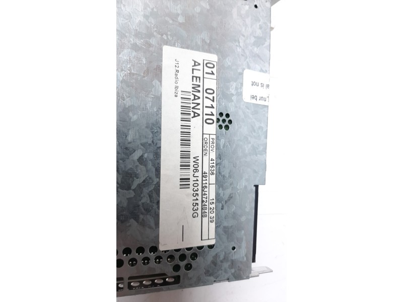 Recambio de sistema audio / radio cd para seat ibiza (6j5) 1.4 16v referencia OEM IAM 6J1035153G  