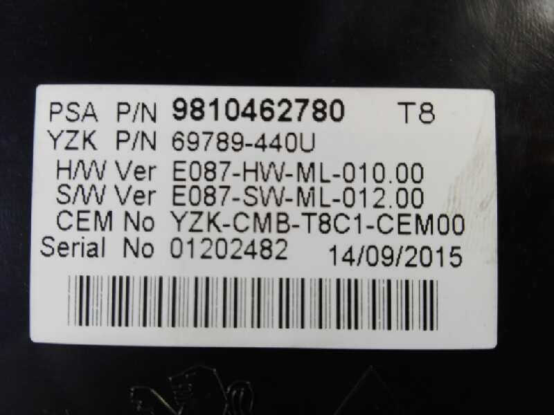 Recambio de cuadro instrumentos para peugeot 5008 active referencia OEM IAM 9810462780  