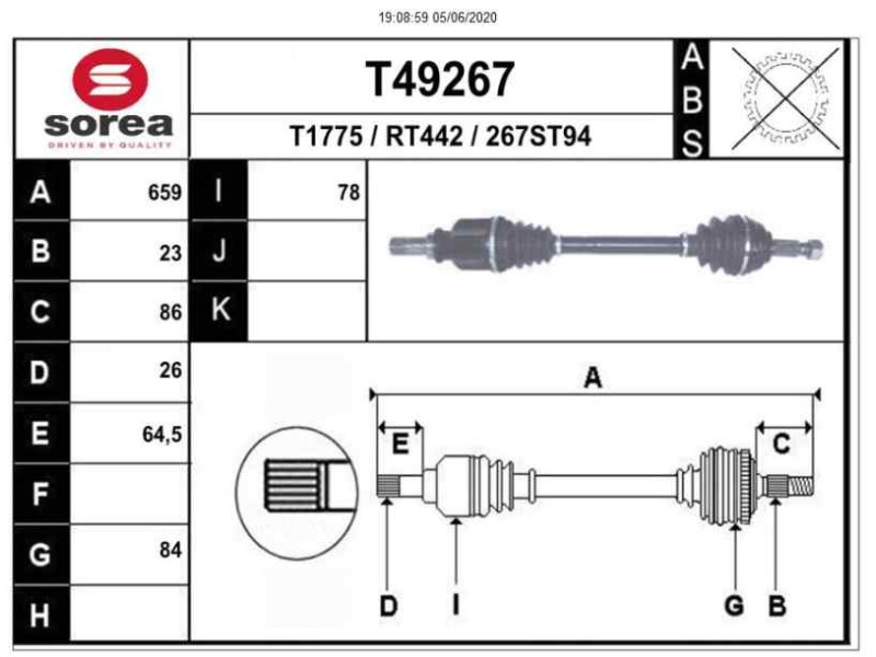 Recambio de transmision delantera izquierda para renault clio iii yahoo! referencia OEM IAM 8201055669 T49267 