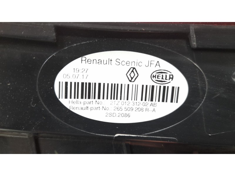Recambio de piloto trasero derecho interior para renault scenic iv 1.2 tce energy referencia OEM IAM 265509208R  