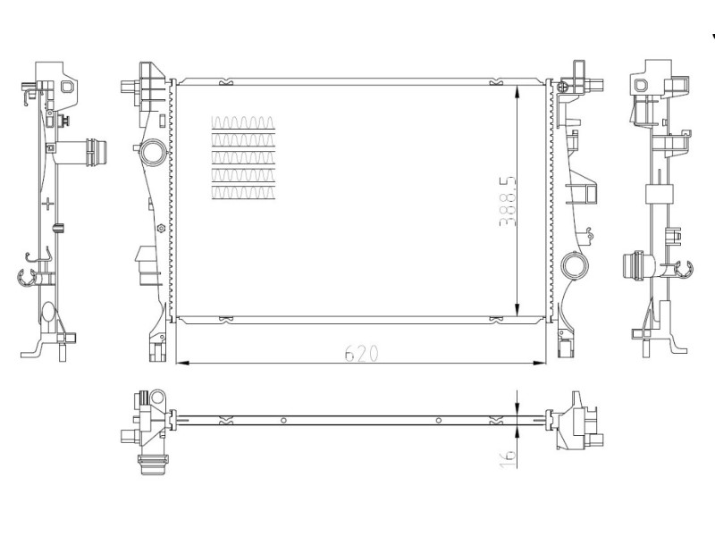 Recambio de radiador agua para fiat 500 x (334) 1.6 jtdm 16v referencia OEM IAM 52009105 59286 