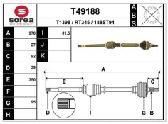 Recambio de transmision delantera derecha para renault laguna ii (bg0) authentique referencia OEM IAM 8200232883 T49188  2