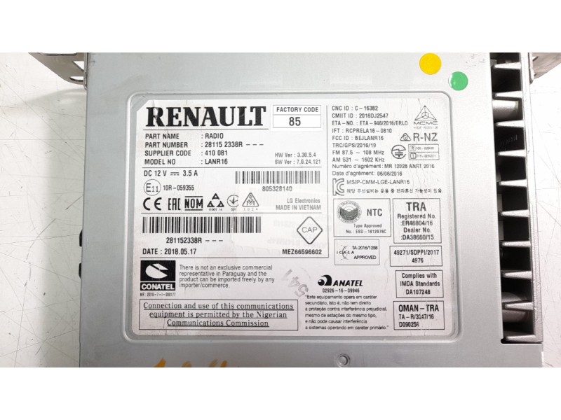 Recambio de sistema navegacion gps para renault talisman 1.5 dci diesel fap energy referencia OEM IAM 280901501R  