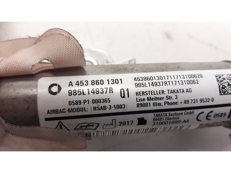 Recambio de airbag cortina delantero izquierdo para smart fortwo coupe electric drive (453.391) referencia OEM IAM 4538601301  