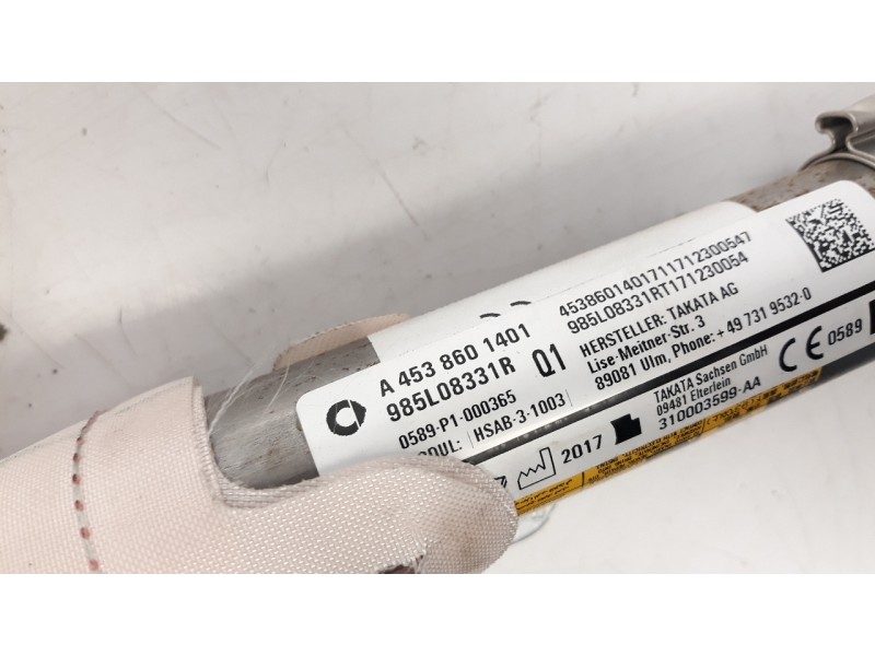 Recambio de airbag cortina delantero derecho para smart fortwo coupe electric drive (453.391) referencia OEM IAM 4538601401  