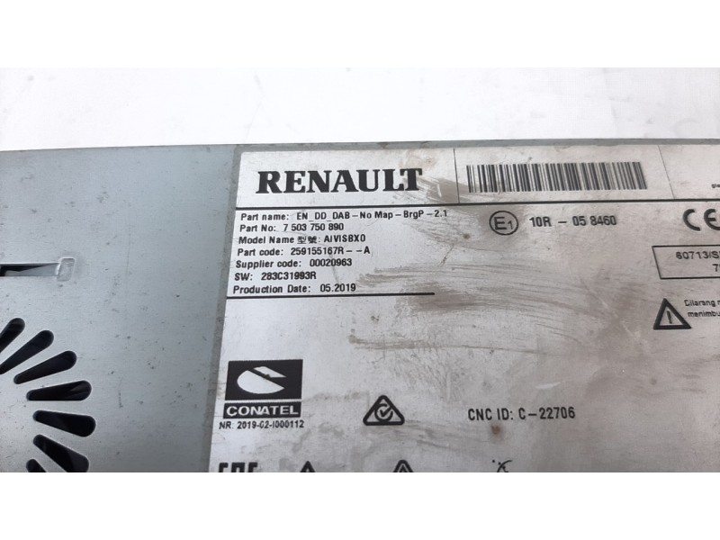 Recambio de sistema audio / radio cd para renault clio v zen referencia OEM IAM 259155167R  