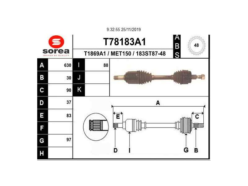 Recambio de transmision delantera izquierda para mercedes-benz clase m (w163) 400 cdi (163.128) referencia OEM IAM 1633300401  