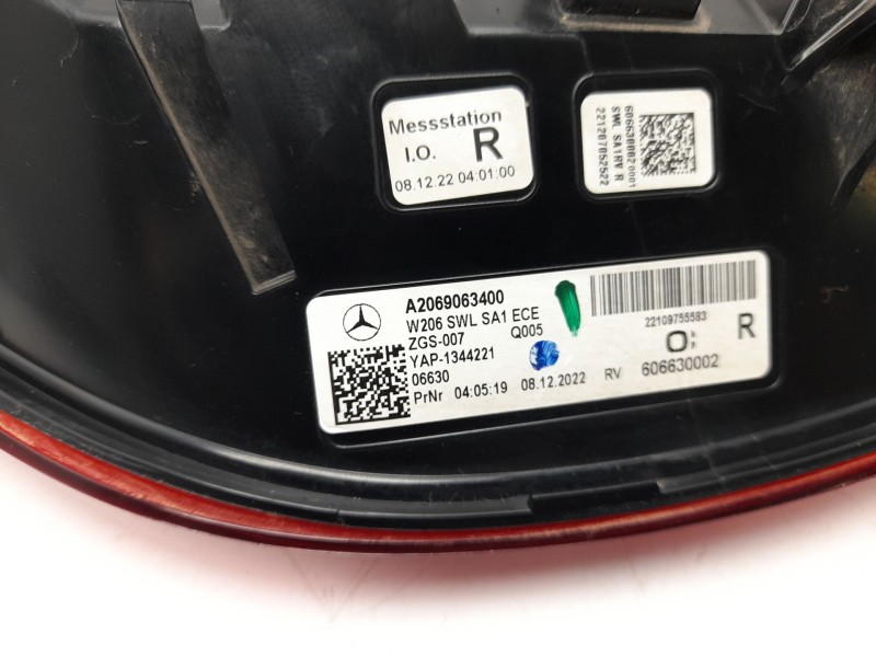 Recambio de piloto trasero derecho para mercedes-benz clase c (w206) c 200 d (206.003) referencia OEM IAM A2069063400  103F14530