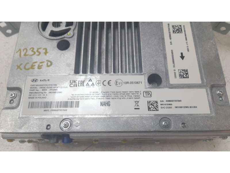 Recambio de sistema navegacion gps para kia xceed 1.0 t-gdi 74 kw (100 cv) referencia OEM IAM 96560J7HG0WK  
