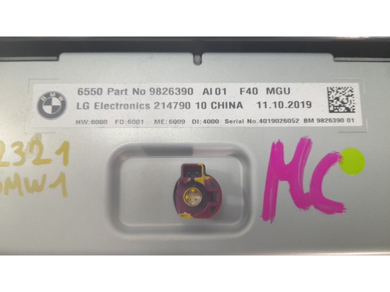 Recambio de pantalla multifuncion para bmw 1 (f40) 118 d referencia OEM IAM 65509826390  