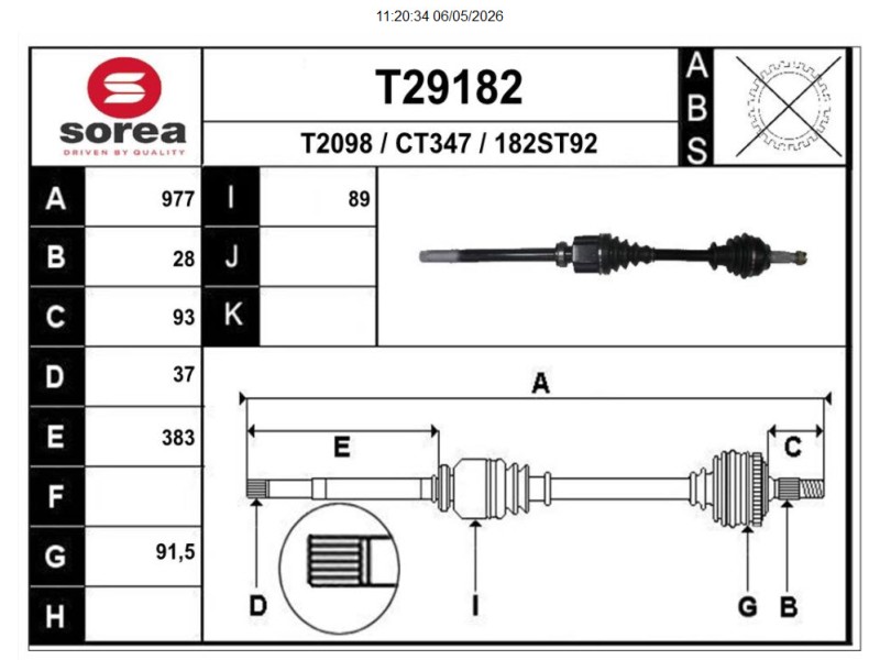 Recambio de transmision delantera derecha para citroën c5 iii (rd_) 2.0 hdi 140 referencia OEM IAM 9682497280  C1671