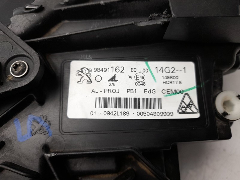 Recambio de faro derecho para peugeot 308 iii (fb_, fh_, fp_, f3_, fm_) bluehdi 130 (fbyhzl, fbyhzt) referencia OEM IAM 98491162