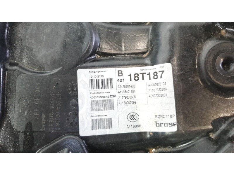 Recambio de elevalunas trasero izquierdo para mercedes-benz cla-klasse (bm 118) cla 250 e (118.385) referencia OEM IAM A24782014