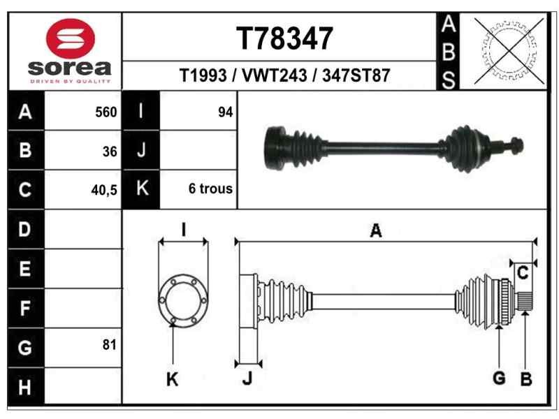 Recambio de transmision delantera izquierda para volkswagen golf v berlina (1k1) 1.4 16v referencia OEM IAM 1K0407271AP T78347 