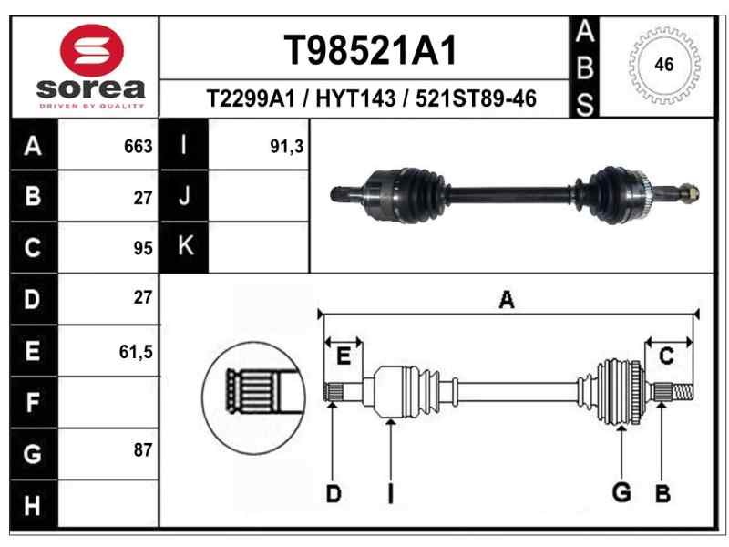 Recambio de transmision delantera izquierda para hyundai i30 classic referencia OEM IAM 495012L210 H2516 