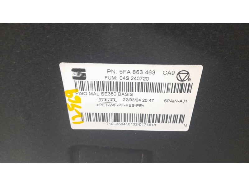 Recambio de alfombra maletero para seat leon (kl1, klg) 1.0 tsi referencia OEM IAM 5FA863463  