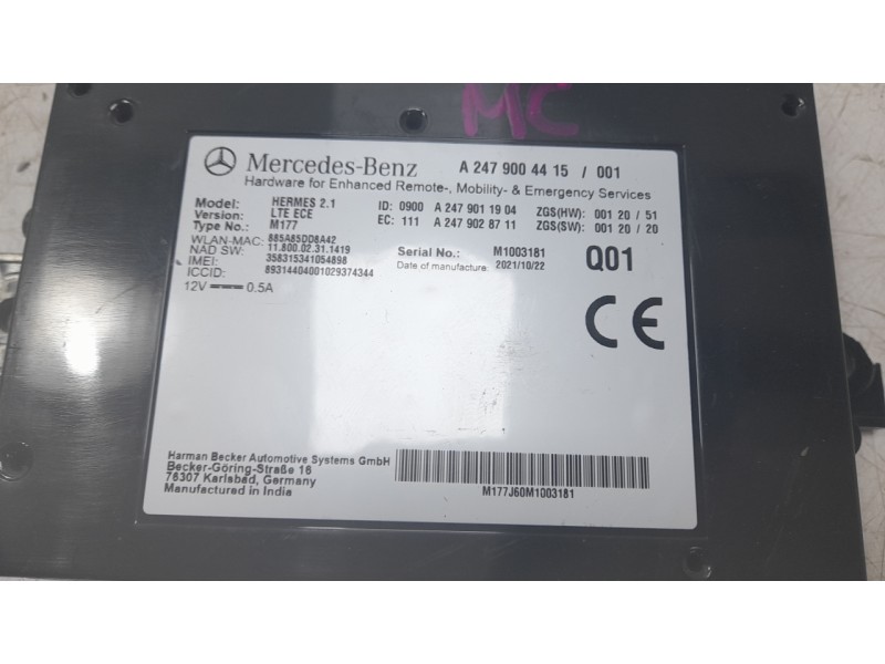 Recambio de modulo electronico para mercedes-benz b-klasse (bm 247) b 200 d referencia OEM IAM A2479004415  