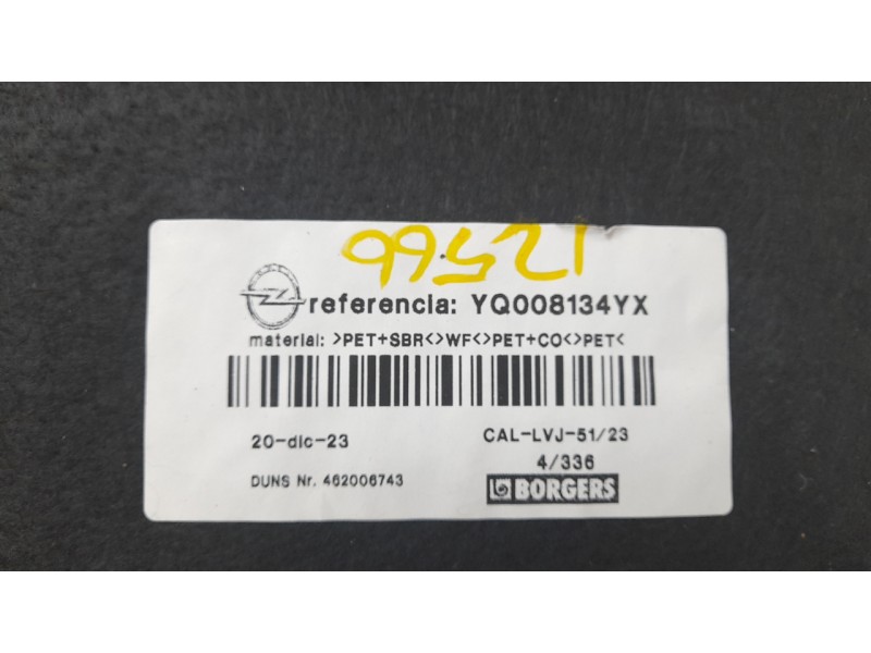 Recambio de tapizado maletero suelo para opel crossland x / crossland (p17, p2qo) 1.2 (75) referencia OEM IAM YQ008134YX  
