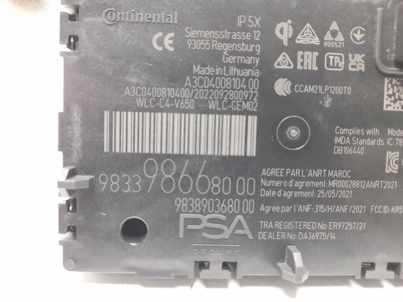 Recambio de modulo electronico para citroën c4 x e-shine referencia OEM IAM 9833986680 A3C0400810400 