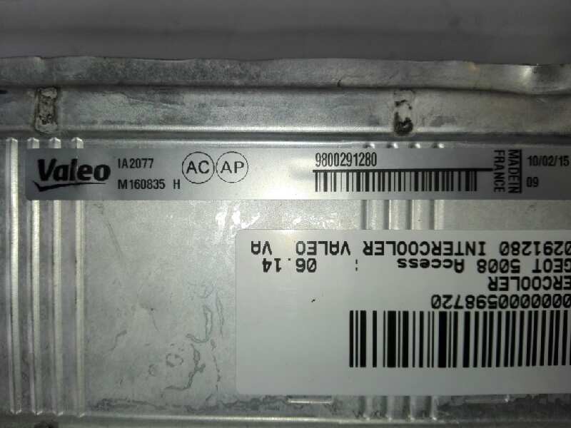 Recambio de intercooler para peugeot 5008 access referencia OEM IAM 9800291280 M160835H 