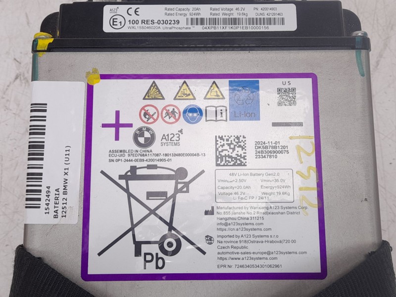 Recambio de bateria para bmw x1 (u11) xdrive 20 d mild-hybrid referencia OEM IAM   