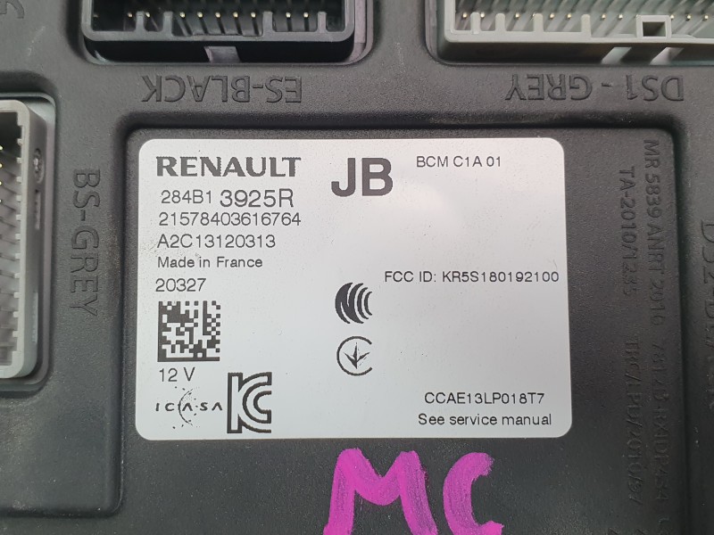 Recambio de modulo electronico para renault clio v (b7_) 1.5 blue dci 85 (b7ag) referencia OEM IAM 284B13925R A2C13120313 
