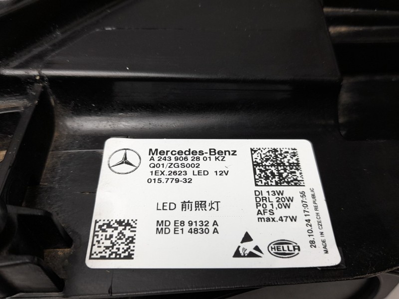 Recambio de faro derecho para mercedes-benz eqb (x243) eqb 250+ (243.602) referencia OEM IAM A2439062801  